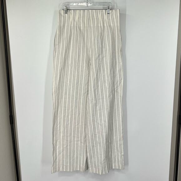 Rebecca Taylor Striped High Rise Pleated Wide Leg Pants - Picture 6 of 12